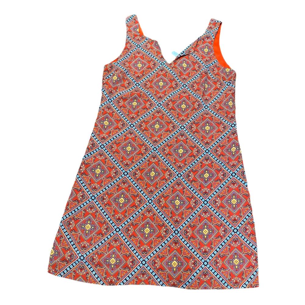 Dina Be mini dress Turquoise Orange size small v neck sleeveless - Picture 4 of 10
